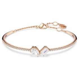 Brazalete Mesmera con cortes variados, blanco, chapado en tono oro rosa