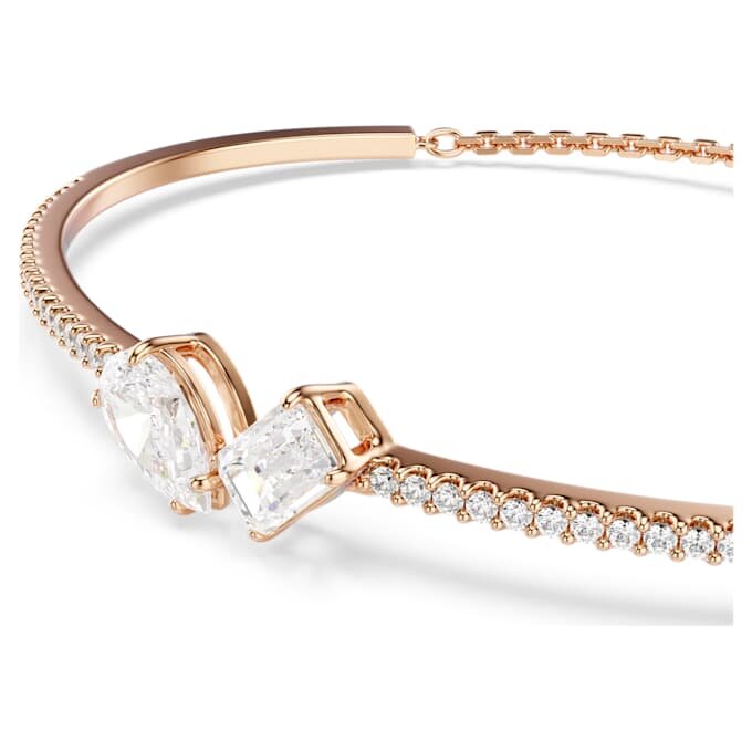 Brazalete Mesmera con cortes variados, blanco, chapado en tono oro rosa Brazalete Mesmera con cortes variados, blanco, chapado en tono oro rosa