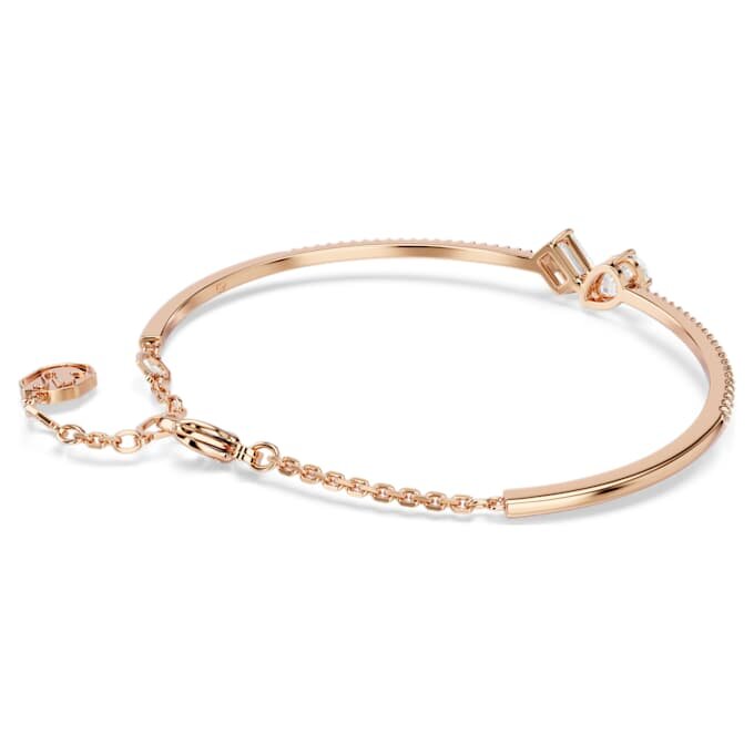 Brazalete Mesmera con cortes variados, blanco, chapado en tono oro rosa Brazalete Mesmera con cortes variados, blanco, chapado en tono oro rosa