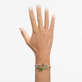 Brazalete Millenia con corte octogonal, verde, chapado en tono dorado Brazalete Millenia con corte octogonal, verde, chapado en tono dorado