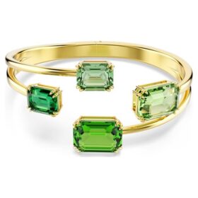 Brazalete Millenia con corte octogonal, verde, chapado en tono dorado Brazalete Millenia con corte octogonal, verde, chapado en tono dorado