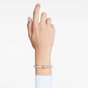 Brazalete Numina de corte redondo, blanco, chapado en tono dorado