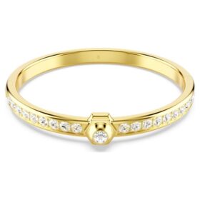 Brazalete Numina de corte redondo, blanco, chapado en tono dorado