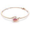 Brazalete tipo esclava con forma de serpiente y cortes mixtos, Año de la Serpiente, rojo, chapado en tono oro rosa