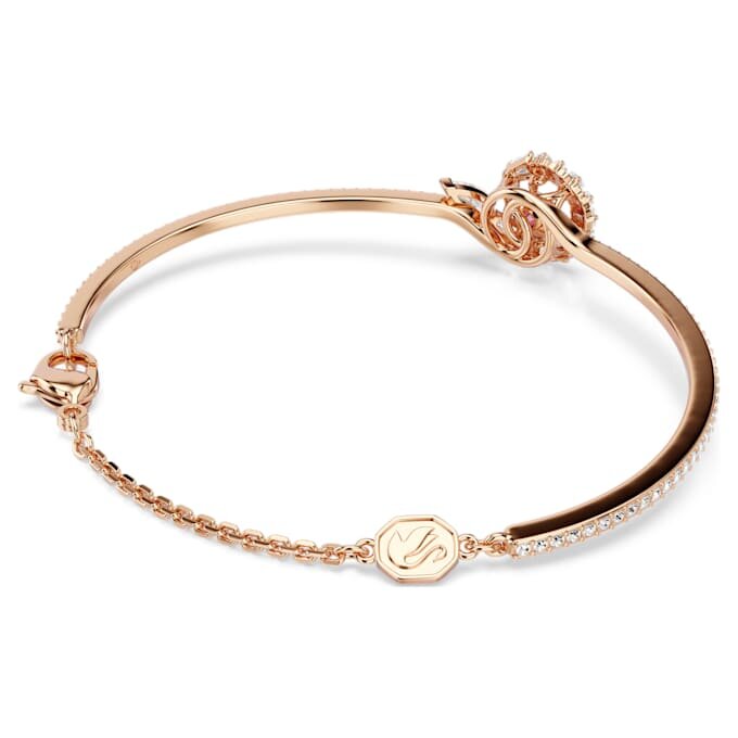 Brazalete tipo esclava con forma de serpiente y cortes mixtos, Año de la Serpiente, rojo, chapado en tono oro rosa