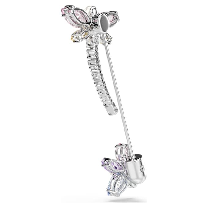 Broche Ariana Grande x Swarovski con cortes variados, libélula, multicolor, chapado en rodio Broche Ariana Grande x Swarovski con cortes variados, libélula, multicolor, chapado en rodio