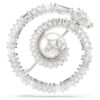 Broche de serpiente con perla de cristal, cortes variados, Año de la Serpiente, blanco, chapado en rodio Broche de serpiente con perla de cristal, cortes variados, Año de la Serpiente, blanco, chapado en rodio