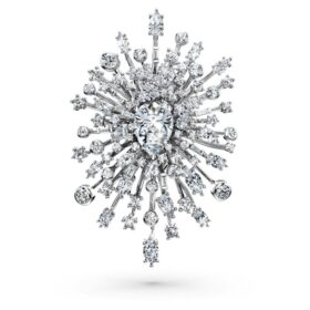 Broche «Galaxy» con diamantes cultivados en laboratorio, 15,71 quilates en total, formas variadas, oro blanco de 18 quilates
