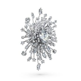 Broche «Galaxy» con diamantes cultivados en laboratorio, 15,71 quilates en total, formas variadas, oro blanco de 18 quilates