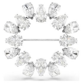 Broche Matrix con corte en pera, blanco, chapado en rodio