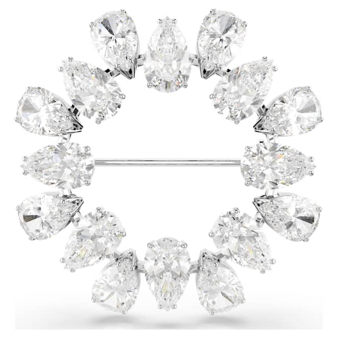 Broche Matrix con corte en pera, blanco, chapado en rodio Broche Matrix con corte en pera, blanco, chapado en rodio