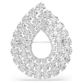 Broche Matrix de corte redondo, blanco, chapado en rodio Broche Matrix de corte redondo, blanco, chapado en rodio
