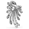 Broche «Swan» de la colección Vienna, blanco, chapado en rutenio Broche «Swan» de la colección Vienna, blanco, chapado en rutenio