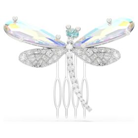 Broche y accesorio para el pelo de Ariana Grande x Swarovski: perla de cristal, cortes variados, libélula, blanco, chapado en rodio