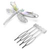 Broche y accesorio para el pelo de Ariana Grande x Swarovski: perla de cristal, cortes variados, libélula, blanco, chapado en rodio Broche y accesorio para el pelo de Ariana Grande x Swarovski: perla de cristal, cortes variados, libélula, blanco, chapado en rodio