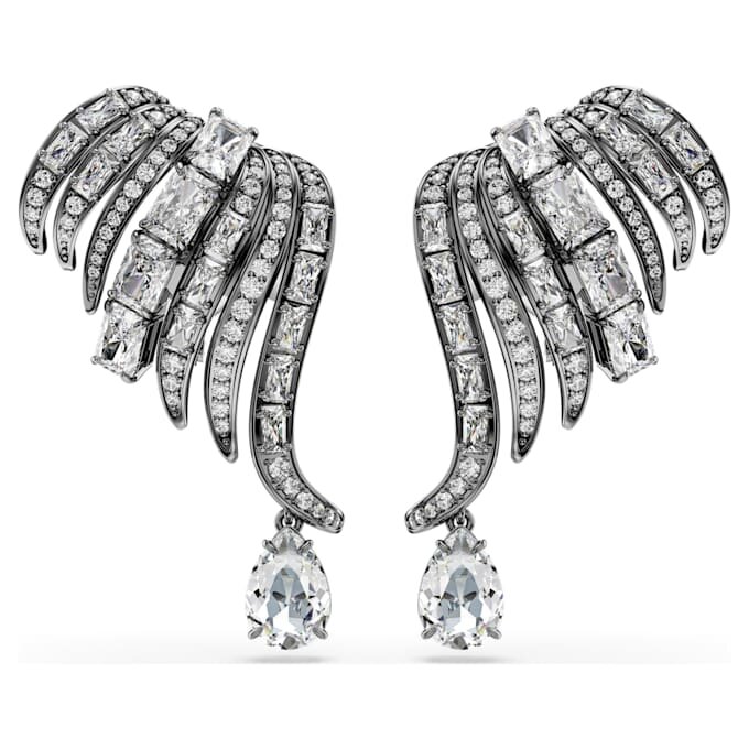 Colección Vienna: Ear Cuffs Feather, blanco, chapado en rutenio Colección Vienna: Ear Cuffs Feather, blanco, chapado en rutenio