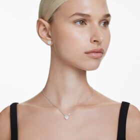 Colgante Ariana Grande x Swarovski con cortes variados, corazón, blanco, chapado en rodio