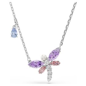 Colgante Ariana Grande X Swarovski con cortes variados, libélula, multicolor, chapado en rodio