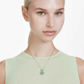 Colgante Chroma con corte en cojín, multicolor, chapado en tono dorado