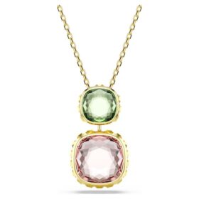 Colgante Chroma con corte en cojín, multicolor, chapado en tono dorado