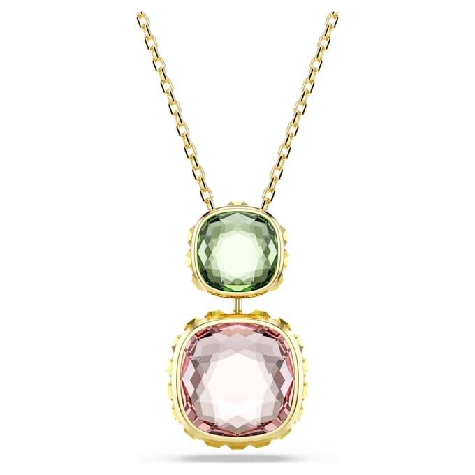 Colgante Chroma con corte en cojín, multicolor, chapado en tono dorado Colgante Chroma con corte en cojín, multicolor, chapado en tono dorado