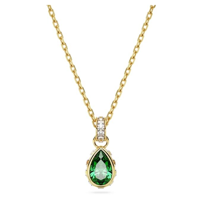Colgante Chroma con corte en pera, verde, chapado en tono dorado Colgante Chroma con corte en pera, verde, chapado en tono dorado