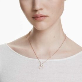 Colgante Constella con pavé, corte redondo, blanco, chapado en tono oro rosa