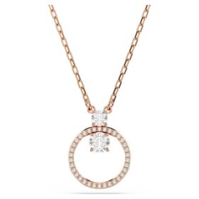 Colgante Constella con pavé, corte redondo, blanco, chapado en tono oro rosa