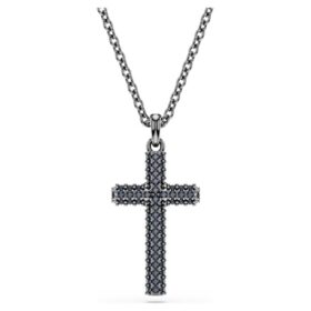 Colgante cruz Insigne, gris, chapado en rutenio