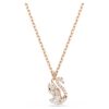 Colgante de cisne con cortes variados, cisne, blanco, chapado en tono oro rosa Colgante de cisne con cortes variados, cisne, blanco, chapado en tono oro rosa