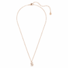 Colgante de cisne con cortes variados, cisne, blanco, chapado en tono oro rosa Colgante de cisne con cortes variados, cisne, blanco, chapado en tono oro rosa