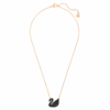 Colgante de cisne, negro, chapado en tono oro rosa Colgante de cisne, negro, chapado en tono oro rosa