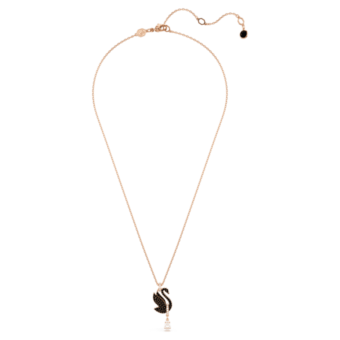 Colgante de cisne, negro, chapado en tono oro rosa Colgante de cisne, negro, chapado en tono oro rosa