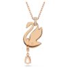 Colgante de cisne, negro, chapado en tono oro rosa Colgante de cisne, negro, chapado en tono oro rosa