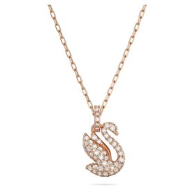 Colgante de cisne, pequeño, blanco, chapado en tono oro rosa
