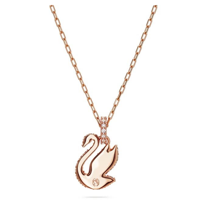 Colgante de cisne, pequeño, blanco, chapado en tono oro rosa Colgante de cisne, pequeño, blanco, chapado en tono oro rosa
