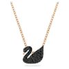 Colgante de cisne, negro, chapado en tono oro rosa Colgante de cisne, negro, chapado en tono oro rosa