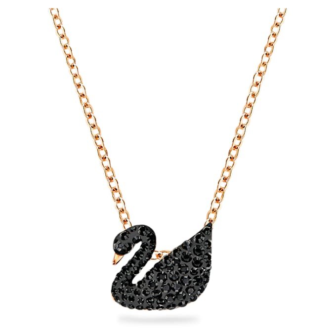 Colgante de cisne, negro, chapado en tono oro rosa Colgante de cisne, negro, chapado en tono oro rosa