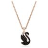 Colgante de cisne, pequeño, negro, chapado en tono oro rosa Colgante de cisne, pequeño, negro, chapado en tono oro rosa