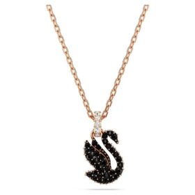 Colgante de cisne, pequeño, negro, chapado en tono oro rosa