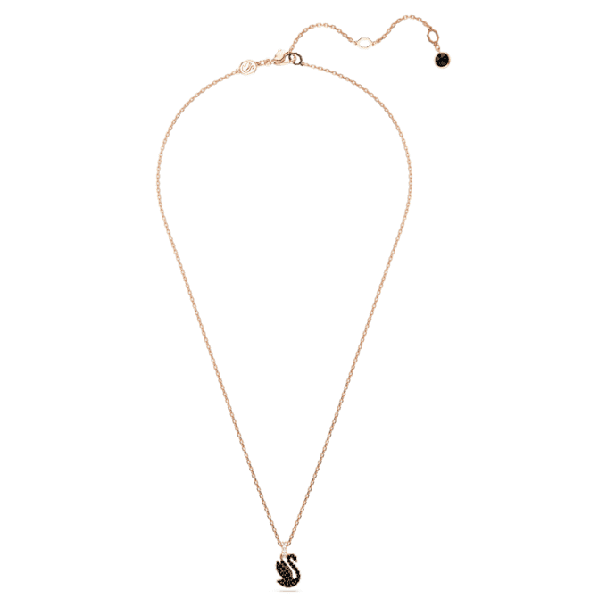 Colgante de cisne, pequeño, negro, chapado en tono oro rosa Colgante de cisne, pequeño, negro, chapado en tono oro rosa