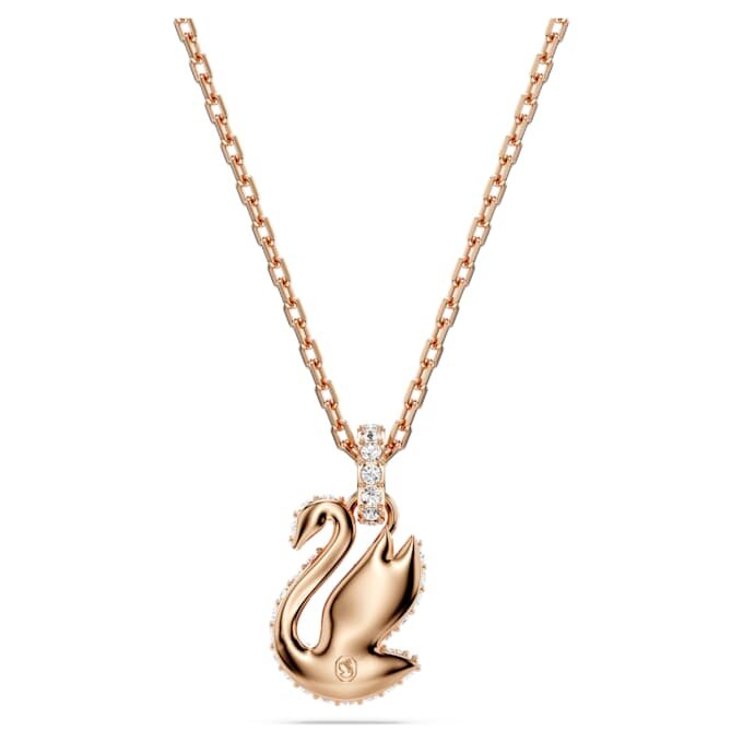 Colgante de cisne, pequeño, negro, chapado en tono oro rosa Colgante de cisne, pequeño, negro, chapado en tono oro rosa