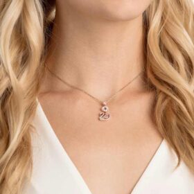 Colgante de cisne, rosa, chapado en oro rosa