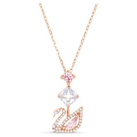 Colgante de cisne, rosa, chapado en oro rosa