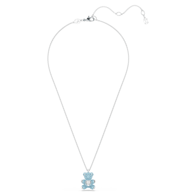Colgante de osito, azul, chapado en rodio Colgante de osito, azul, chapado en rodio