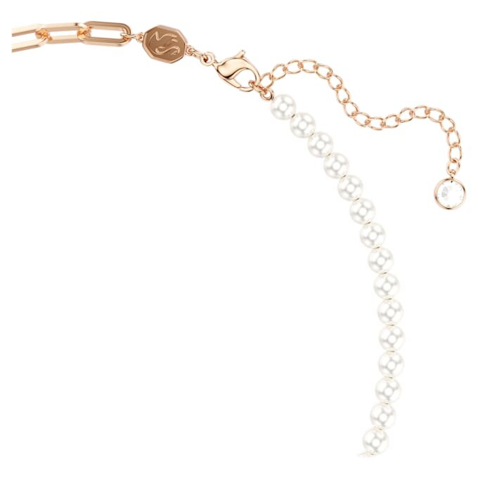 Colgante de osito con perlas de cristal, osito, rosa, chapado en tono oro rosa Colgante de osito con perlas de cristal, osito, rosa, chapado en tono oro rosa