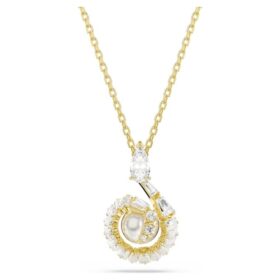 Colgante de serpiente con perla de cristal, cortes variados, Año de la Serpiente, blanco, chapado en tono dorado
