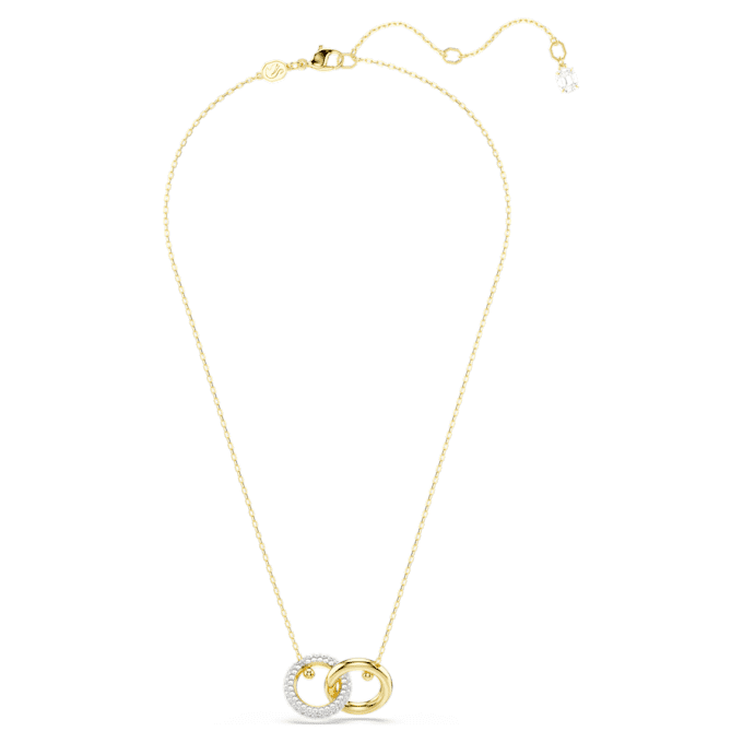 Colgante Dextera con anillos entrelazados, blanco, chapado en tono dorado Colgante Dextera con anillos entrelazados, blanco, chapado en tono dorado
