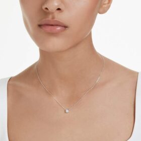 Colgante Eternity con diamantes cultivados en laboratorio, 0,5 quilates en total, forma redonda, plata de ley