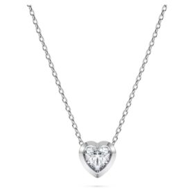 Colgante Eternity con diamantes cultivados en laboratorio de 0,5 quilates en total, forma de corazón, plata de ley